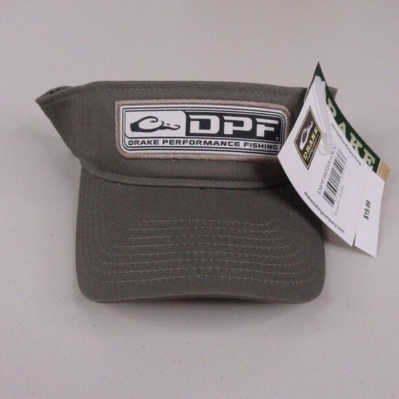 Drake DPF Fishing Logo Visor Olive Cotton Twill Low Profile Hat Cap NWT Outdoors - Picture 2 of 8